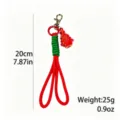 Christmas braided keychain red green lanyard bag pendant with cute tree charm 20cm 25g - Red Green Wrapped Rope Style (K2609-2)