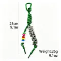 Christmas green paracord keychain with metal carabiner letter beads bag pendant - Colorful Beads Green Rope Merry Style (K2609-3)