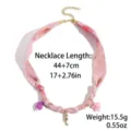 Pink fabric ribbon necklace with cute sea horse shell starfish charms beach style jewelry SKU - Pink Island Sea Ballad (N2609-1)