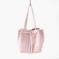 Sac cabas seau en cuir rose avec détail nœud, sac à main élégant pour le travail quotidien. - Rose