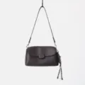 Elegante bolso de hombro de cuero genuino para mujer, bolso de mano de moda para uso diario. - ébano