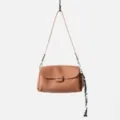 Brown genuine leather shoulder bag for women, soft cowhide crossbody bag with stylish strap. - Brown