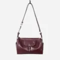 Classic burgundy leather shoulder bag for women, stylish crossbody handbag with adjustable strap. - Burgundy