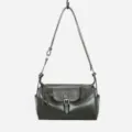 Genuine leather underarm shoulder bag commute crossbody pillow bag detailed view - Green