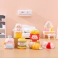 Cute pig burger restaurant mini resin figurines cartoon car dashboard ornaments set - 965 Set of 6