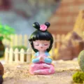 Resin cartoon miniature figurine cute meditating character for car interior and desk decoration. - 1003-19 Prayer