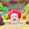 Cute miniature resin cartoon figurine ornament for car dashboard or home desk decor, red hat. - B23 Bell Pepper