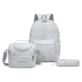 Conjunto de mochila escolar gris tie-dye de 3 piezas con bolsa de almuerzo y estuche. - Set de tres piezas / Gris