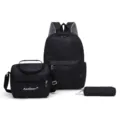 Conjunto de mochila escolar negra tie-dye de 3 piezas con lonchera y estuche para estudiantes. - Set de tres piezas / Negro