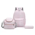 Mochila escolar de tres piezas con graffiti tie-dye rosa, juego de bolso ligero. - Set de tres piezas / Rosa