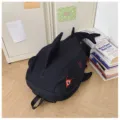 Black shark monster backpack variant, cute embroidered cartoon dinosaur school bag for students. - Black