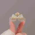Pince a cheveux noeud strass dore elegante petite barrette pour coiffures femme quotidien - Petite Pince Noeud Strass / Or