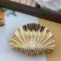 Pince à cheveux coquillage dorée métallique pour femmes, élégante pince requin pour coiffures. - 9.5cm / Or Grand