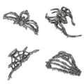 Lot de pinces à cheveux en métal gothique avec motifs d'araignée et main de squelette chic. - Ensemble O