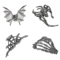 Halloween gothique métal pinces à cheveux ensemble chauve-souris araignée toile squelette - Ensemble P