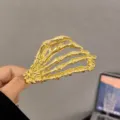Gotisch Halloween Skelett Hand Metall Haarklemmen Große Haifischklaue Haarschmuck - Skelettkralle Haarkralle / Gold