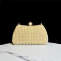 Elegante pochette da sera con perle fatte a mano borsa da donna per feste di nozze. - Oro