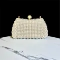 Borsa da sera elegante fatta a mano con perle sacchetto a tracolla da sposa di lusso per le donne - Bianco avorio
