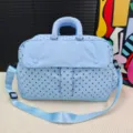 Light blue polka dot travel duffel bag large capacity weekend overnight bag with shoulder strap - Sky Blue