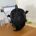 Schwarzer Sternen-Print Cartoon Hai Rucksack lustige quirky Schultasche grosse Kapazitaet Reise - Schwarz