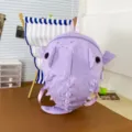 Lila Kugelfisch Sternenprint Rucksack süße Neuheit Cartoon Schultasche lässiger Tagesrucksack - Lila