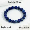 Lapis lazuli kraal armband met 10mm natuurstenen kralen, elastisch ontwerp voor dagelijks. - Ronde Kraal Elastische Stijl (BR2229-A-2) / 10mm / Lapis lazuli
