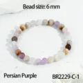 Kleurrijke natuursteen kraal armband 6mm elastische edelsteen armbanden dames sieraden stapelbaar dagelijks - Ronde Kraal Elastische Stijl (BR2229-C-1) / 6mm / Perzisch Paars