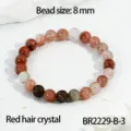 Natuurlijke 8mm rutielkwarts kristal kraal stretch armband voor dames mode sieraden. - 8mm / Rode Haarkristal