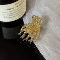 Pince a cheveux griffe squelette en metal punk, accessoires de cheveux gothiques pour fete. - Petite Main de Fantôme Or