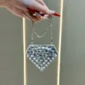 Borsa mini da sera in strass da donna pochette diamante di cristallo con catena. - Stile Strass Quadrato / Nero