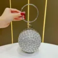 Borsa Da Sera A Sfera Con Strass Lusso Cristallo Rotondo Borsa A Mano Per Donna Elegante - Argento