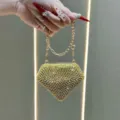 Borsa da sera con strass a forma di diamante e catena dorata da donna mini borsa trendy. - Stile Strass Frantumato / Oro