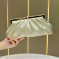 Borsa a Polsino Plissettata Oro Elegante Borsetta da Sera con Strass Borsa Tracolla Donna - Oro