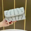 Elegante borsa pochette da donna in perle bianche e strass borsa a tracolla da sera - Argento