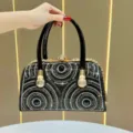Elegante Borsa da Sera Nera con Strass Pochette in Cristallo Borsa a Tracolla Donna - Nero