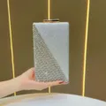 Borsa da sera in strass glitter argento per donna, molto elegante pochette da festa. - Argento
