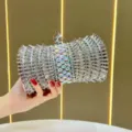 Stupenda Borsa da Sera con Strass Pochette da Festa in Cristallo Brillante Varia - Argento