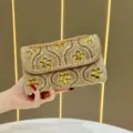 Borsa da sera in strass dorato con tracolla a catena donna lussuosa borsa a spalla - Oro