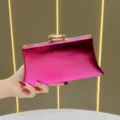 Borsa a mano pochette rosa metallizzata elegante borsa da sera donna moda chic lusso - Rosso rosa