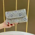 Silver rhinestone evening bag crystal chain shoulder clutch purse for women evening party - Silver