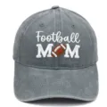 Women vintage washed baseball cap with football mom embroidery outdoor sun protection hat - M / Gray
