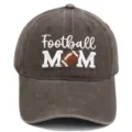 Vintage washed football mom embroidered baseball cap for women, casual outdoor sun hat. - M / Coffee
