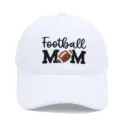 White washed baseball cap featuring a Football MOM embroidered design for outdoor. - M / White