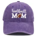 Purple washed cotton baseball cap with embroidered Football MOM design for women outdoor sun protection - M / Purple