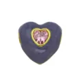 Ciondolo a cuore in smalto viola e zircone rosa in ottone placcato oro 18k per collana. - DN260904-B (Ciondolo Solo (Senza Catena))