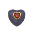 Ciondolo a cuore in smalto viola con zircone rosso in ottone placcato oro 18k per gioielli. - DN260904-D (Ciondolo Solo (Senza Catena))