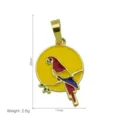 Gold Plated Enamel Parrot Pendant Necklace Charm 33x17mm Animal Jewelry Accessory Detail View - Colorful Large Parrot Pendant Only (Without Chain)