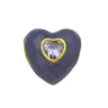 Ciondolo cuore smalto viola zircone ottone placcato oro 18k collana accessorio moda elegante - DN260904-J (Ciondolo Solo (Senza Catena))