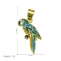 Colorful enamel parrot pendant charm, gold plated alloy jewelry accessory, size 27x17mm. - Multicolor Feather Parrot Pendant Only (Without Chain)