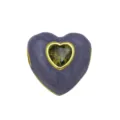 Ciondolo cuore in smalto viola con zircone verde e dettaglio placcato oro per collana - DN260904-L (Ciondolo Solo (Senza Catena))